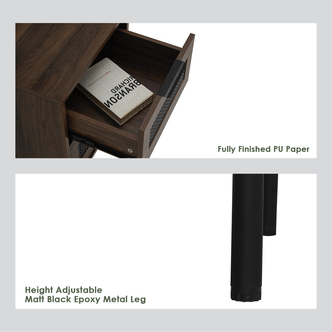 Dallas side table in Matt Black Epoxy leg, Wotan Oak colour body.