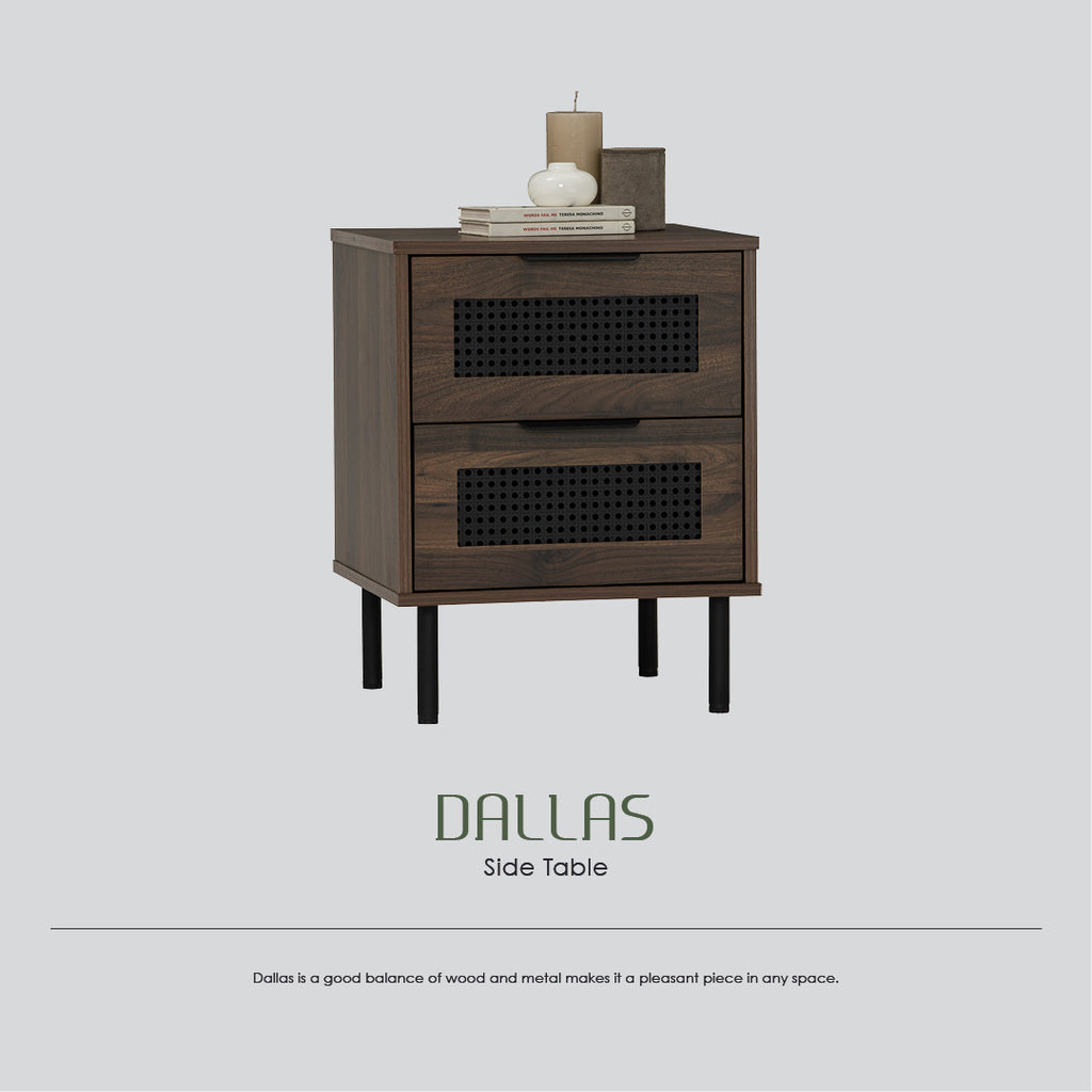 Dallas side table in Matt Black Epoxy leg, Wotan Oak colour body.