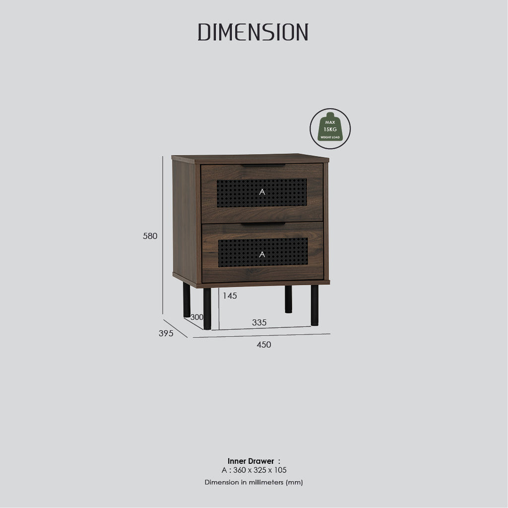 Dallas side table in Matt Black Epoxy leg, Walnut colour body.