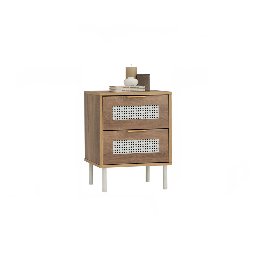 Dallas side table in Matt Black Epoxy leg, Wotan Oak colour body.