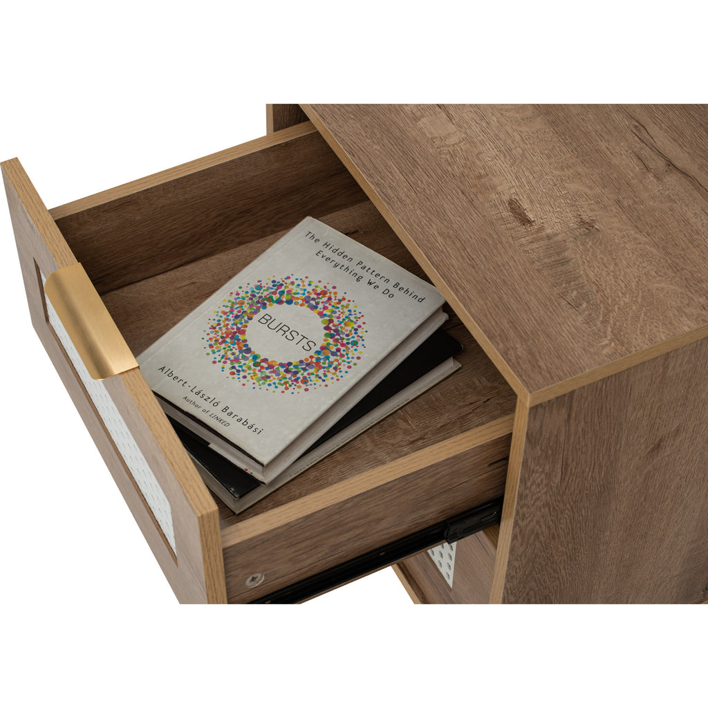 Dallas side table in Matt Black Epoxy leg, Wotan Oak colour body.