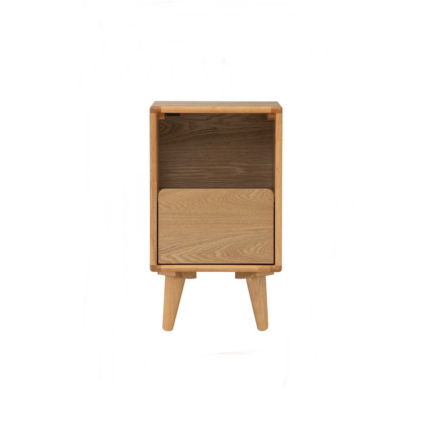 Yara bedside table with 1 drawer LED light in Natural colour