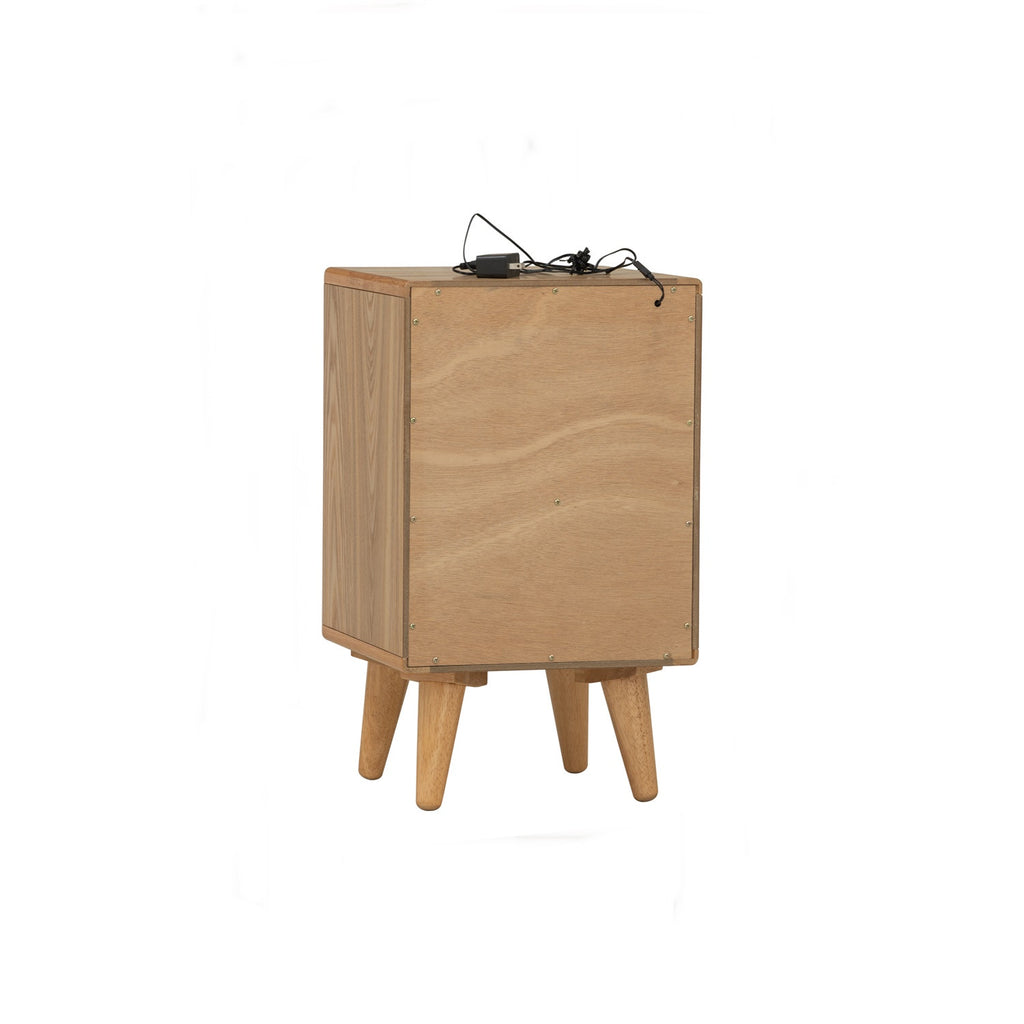 Yara bedside table with 1 drawer LED light in Natural colour