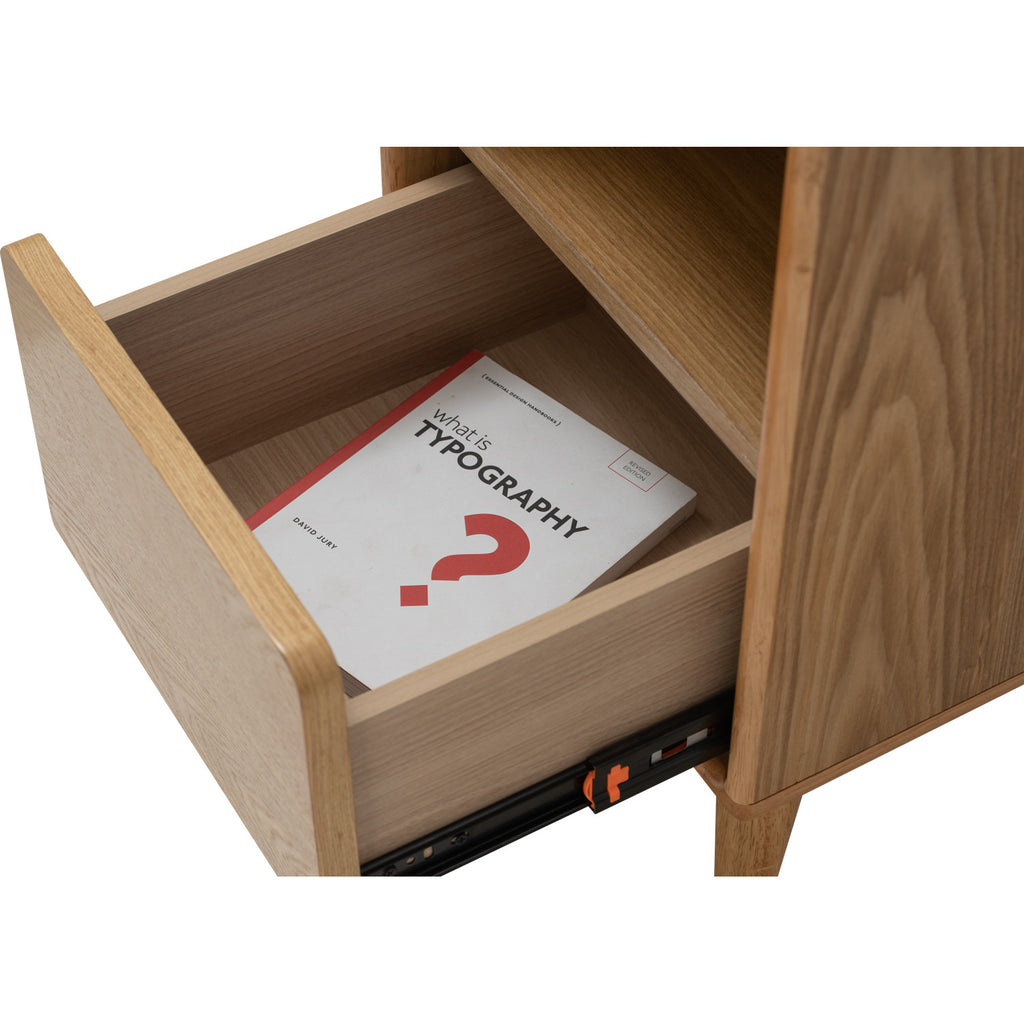 Yara bedside table with 1 drawer LED light in Natural colour