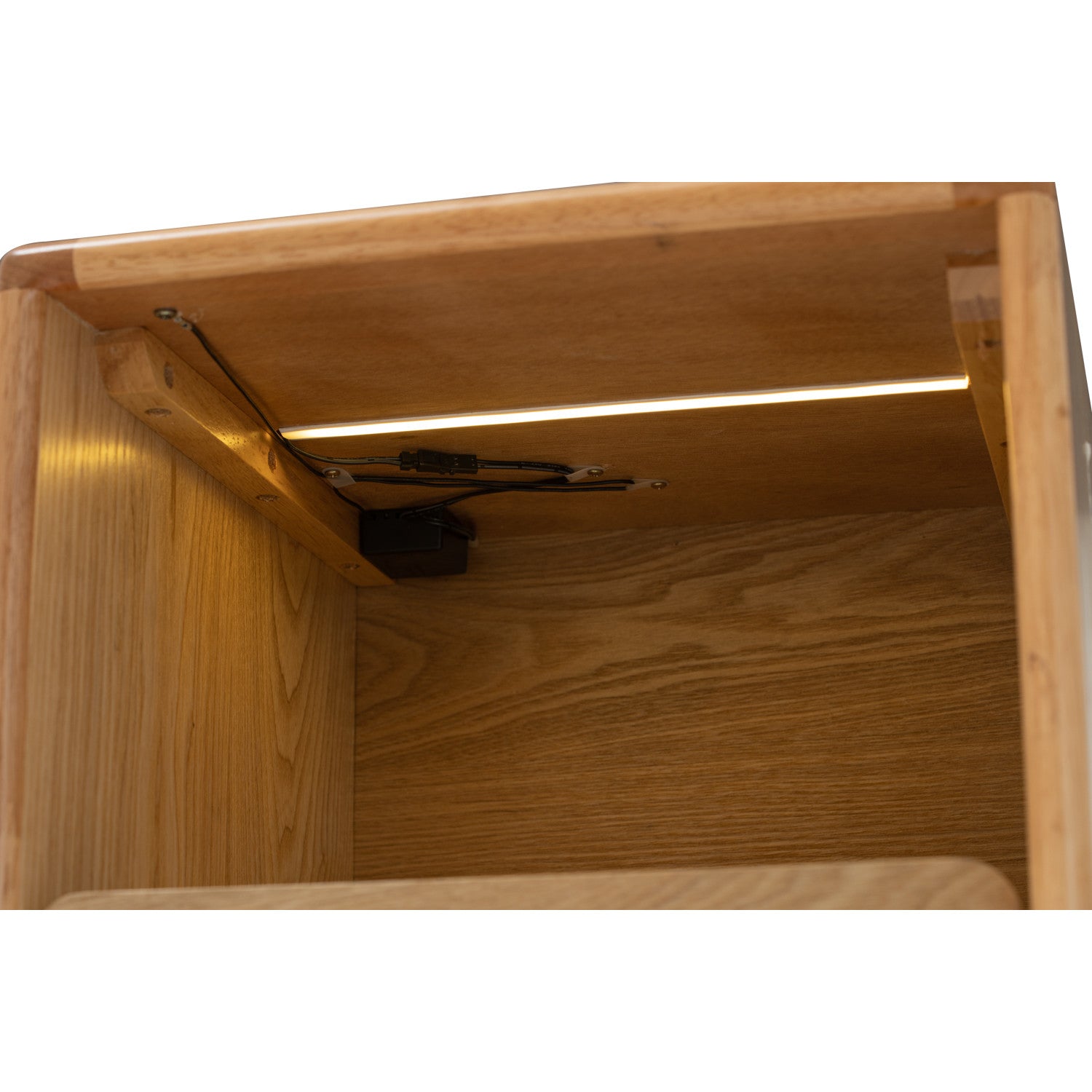 Yara bedside table with 1 drawer LED light in Natural colour