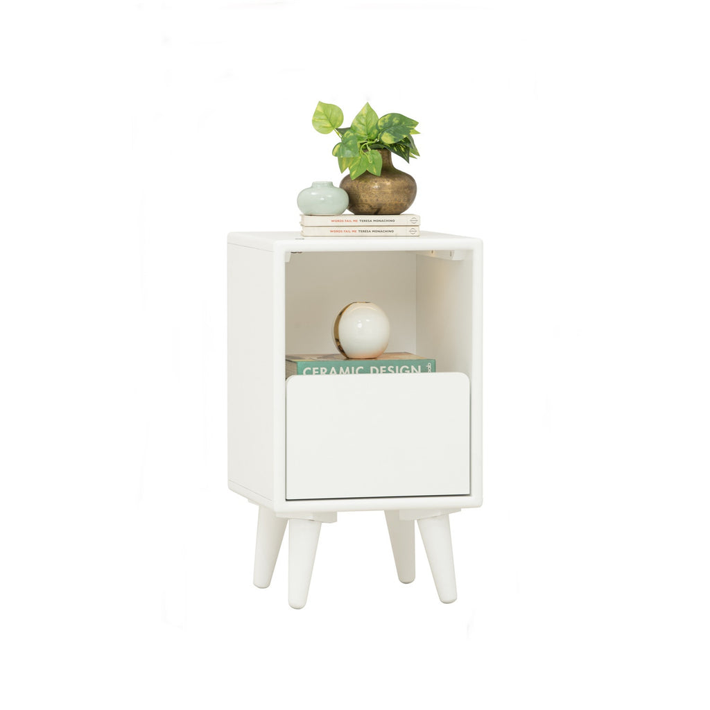 Yara bedside table with 1 drawer LED light in White colour