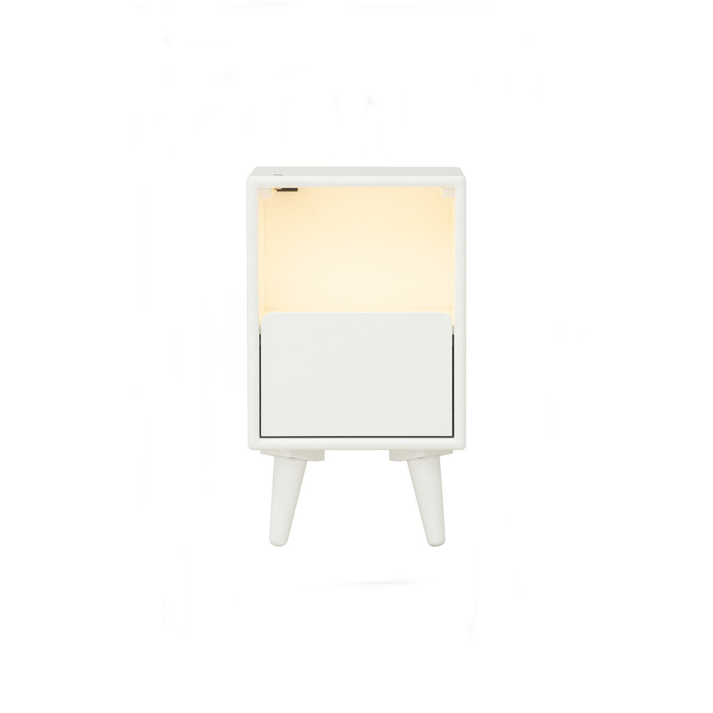 Yara bedside table with 1 drawer LED light in White colour