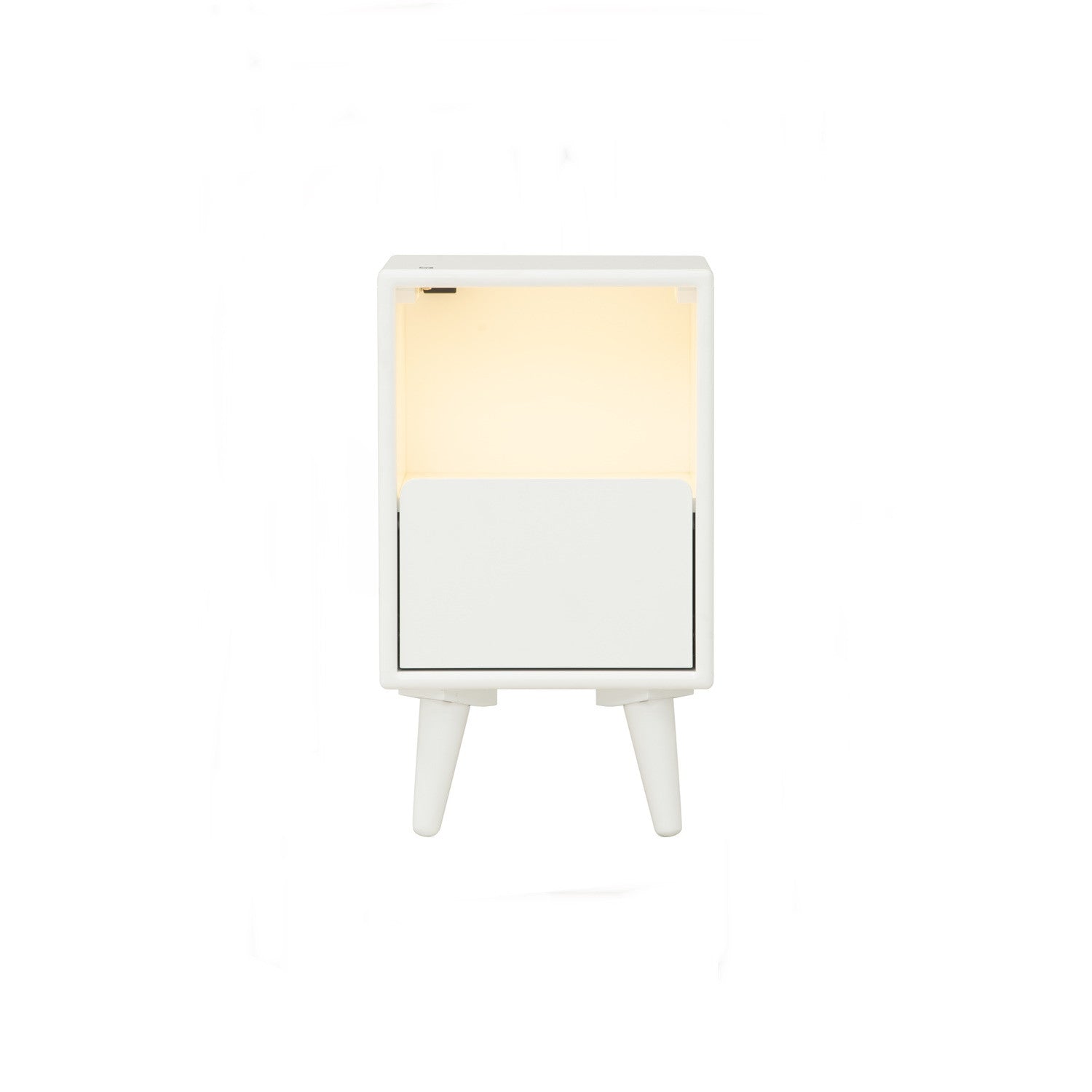 Yara bedside table with 1 drawer LED light in White colour