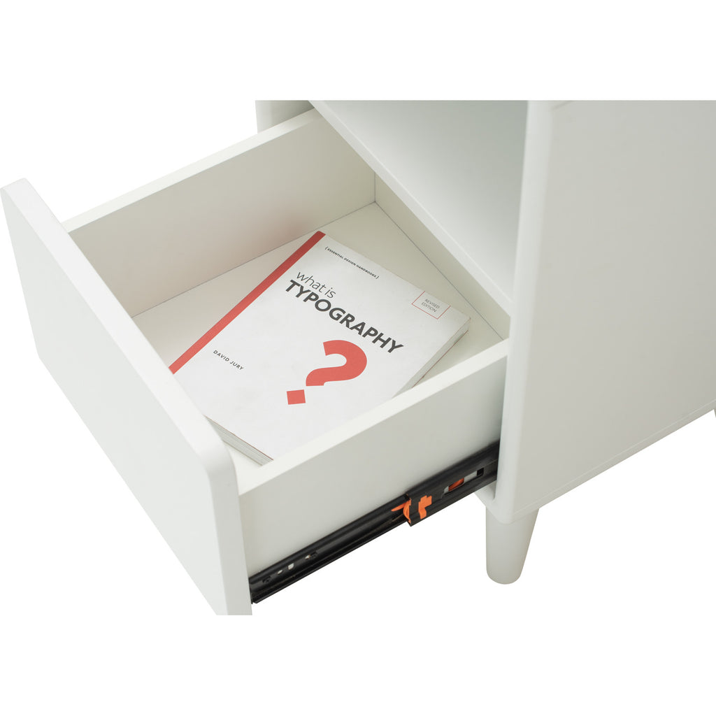 Yara bedside table with 1 drawer LED light in White colour