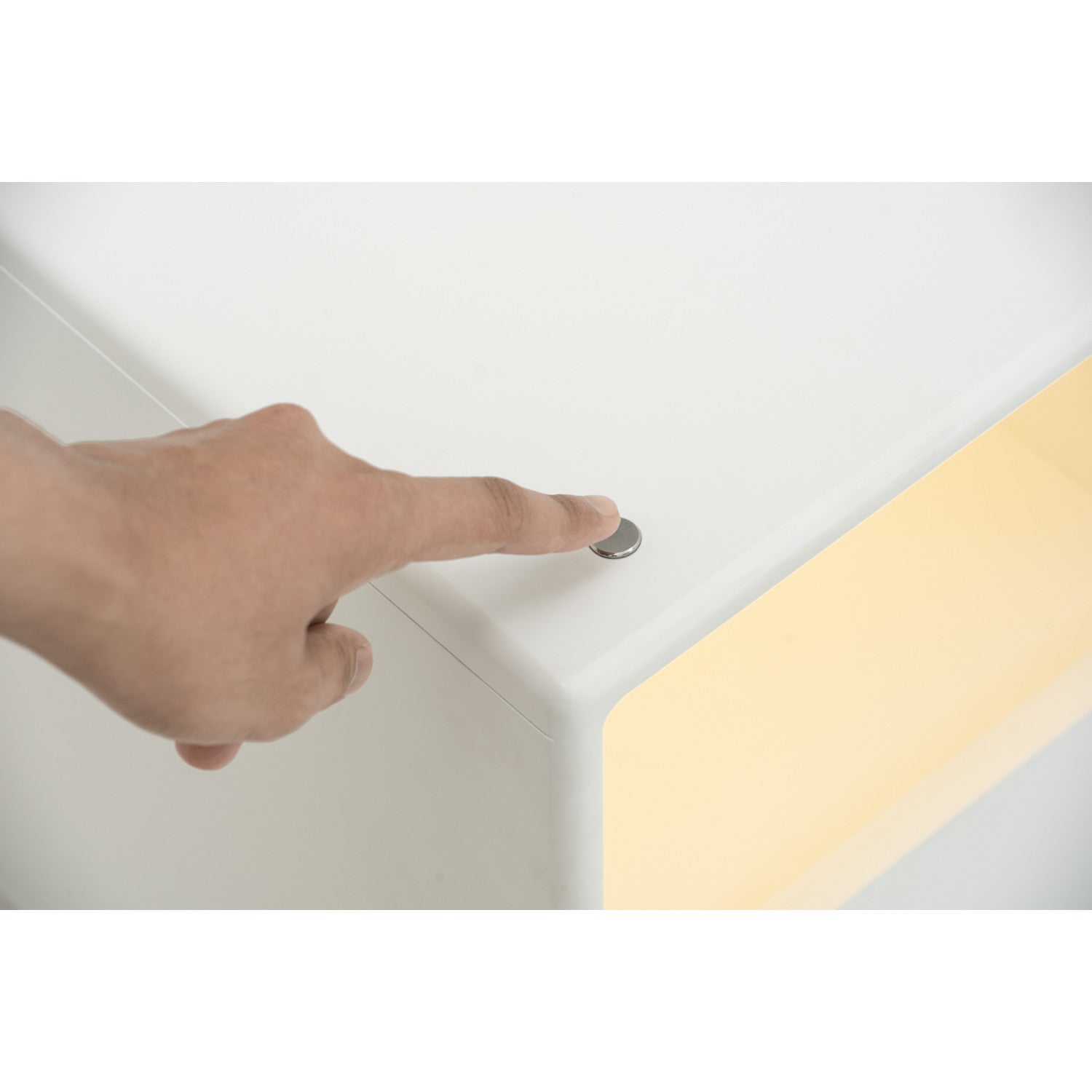 Yara bedside table with 1 drawer LED light in White colour