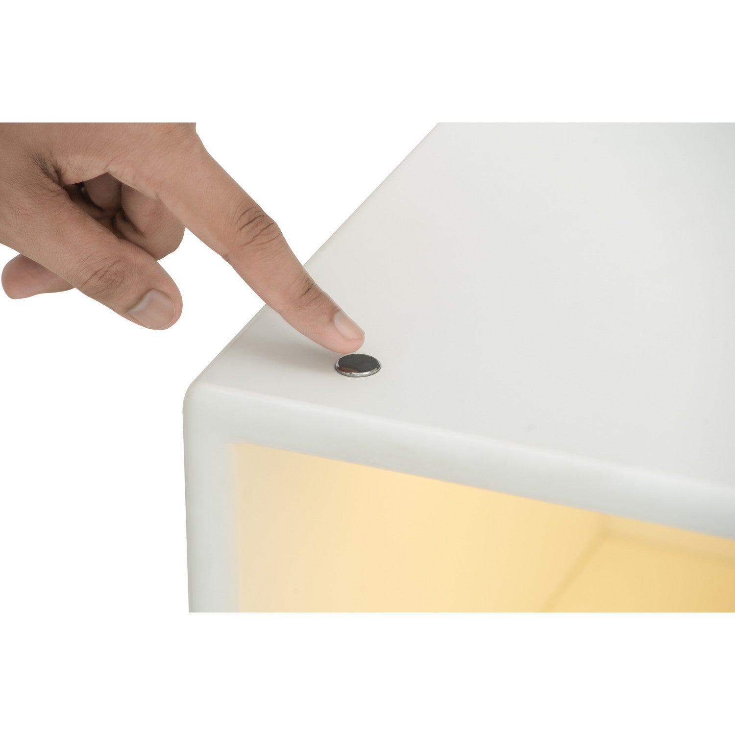 Yara bedside table with 1 drawer LED light in White colour