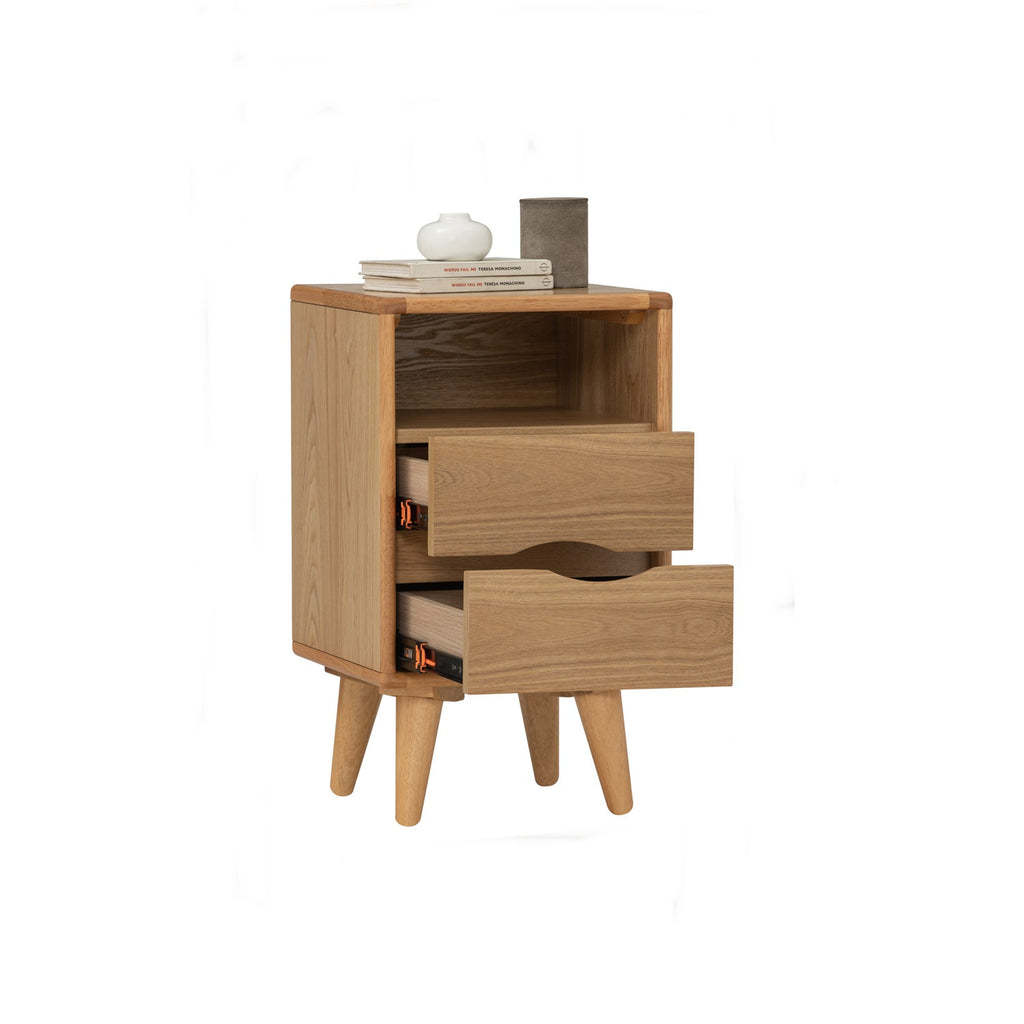 Yara bedside table with 2 drawer in Natural colour