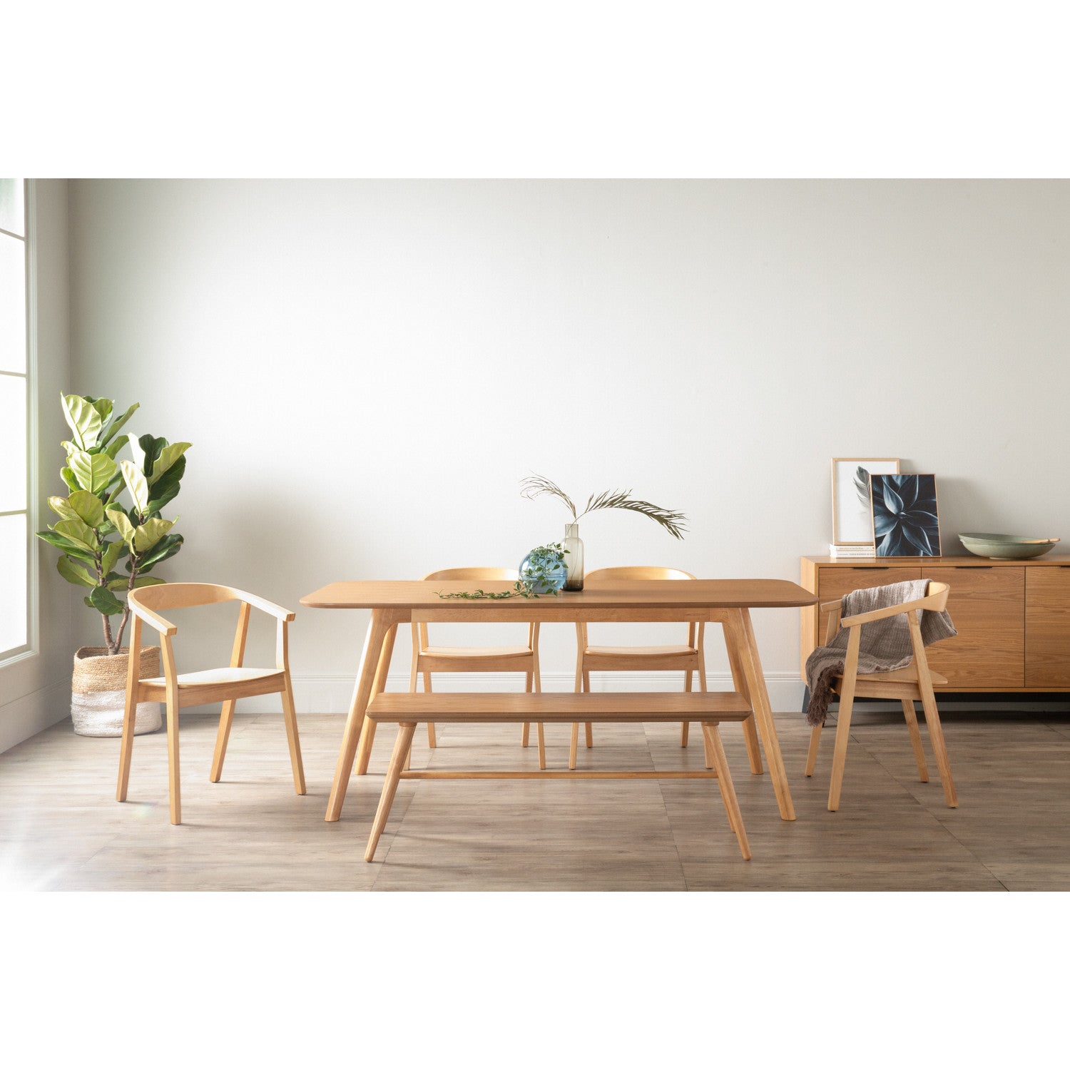 1+4+1 RODEN DINING TABLE WITH GRETA DINING CHAIR & MARRIM BENCH
