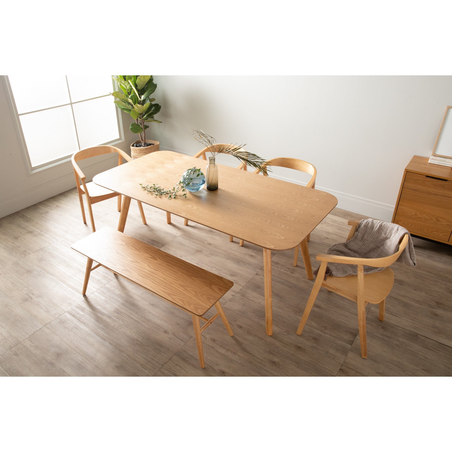 1+4+1 RODEN DINING TABLE WITH GRETA DINING CHAIR & MARRIM BENCH